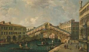 Veduta Del Ponte Di Rialto Visto Da Sud Con Le Rive Del Vin E Del Carbon by Francesco Zanin