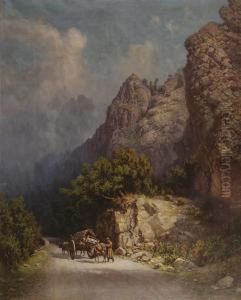 Ox-drawn Cart In The Mountains
