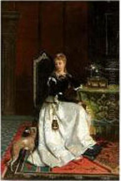 Lady Seated With Dog - view 1