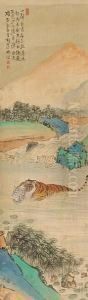 Four Tiger Paintings by Hu Zaobin