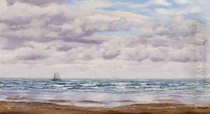 Gathering Clouds, A Fishing Boat Off The Coast by John Edward Brett