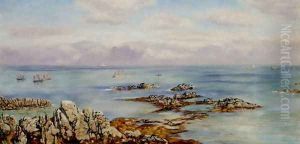 View From The Balcony Of Cliff Cottage, Lee Bay, North Devon by John Edward Brett