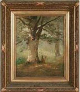 "peintre En Foret De Fontainebleau". by A. Zarra