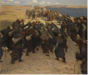 Crowd Of Pilgrims by Viktor Ivanovich Zarubin