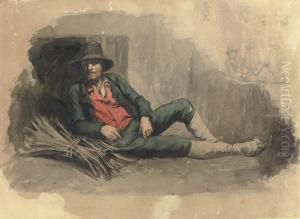 A Labourer Taking A Rest From The Harvest by Giuliano Zasso