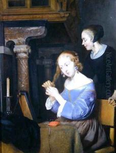 A Lady Dressing her Hair, c.1657 by Gerard Ter Borch