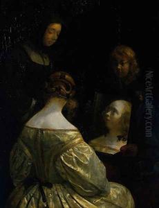 Woman at a Mirror c. 1650 by Gerard Ter Borch