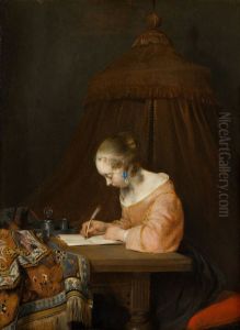 Woman Writing a Letter c. 1655 by Gerard Ter Borch