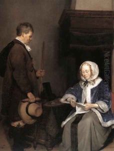 Lady Reading a Letter (detail) by Gerard Ter Borch