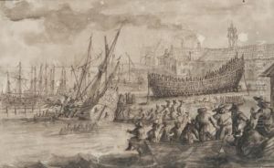 Scene De Chantier Naval, Le Calfatage