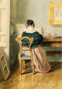 A muvesz felesege, 1844 by Miklos Barabas