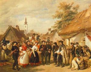 A meny megerkezese, 1856 by Miklos Barabas