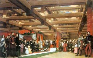 A Lanchid alapkoletetele, 1864 by Miklos Barabas