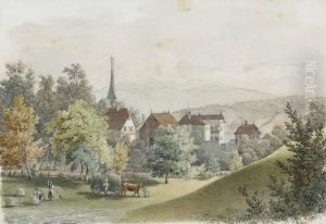 Sommerliche Dorfpartie Bei Luzern by Jakob Joseph Zelger