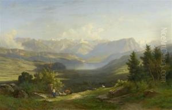Mountain Landscape With Two Herdsmen - view 1