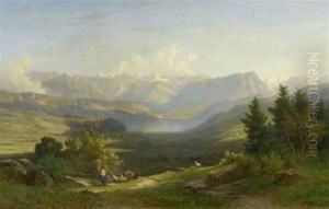Mountain Landscape With Two Herdsmen by Jakob Joseph Zelger