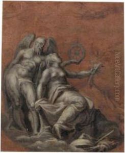 Allegorical Figures Of Time, Peace And Fame by Giovanni Battista Zelotti