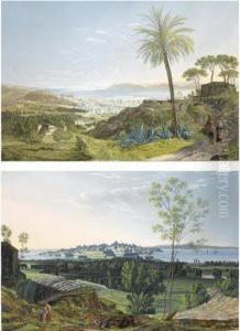 A Pair Of Sicilian Views: The Town Of Syracuse, With The Amphitheatre In The Foreground, And Messina, Seen From The Hills Above The Town by Francesco Zerillo