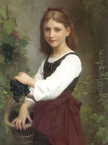 Young Girl Holding A Basket Of Grapes by Elizabeth Jane Gardner Bouguereau