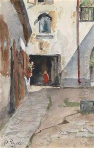 Hof In Stein An Der Donau by Eduard Zetsche
