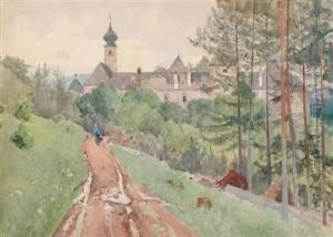 Blick Auf Kirche Und Schlosneuhaus by Eduard Zetsche
