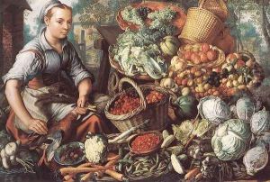 Market Woman with Fruit, Vegetables and Poultry 1564 by Joachim Beuckelaer