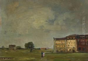 Spazierganger Vor Hauserblock by Max Zettler