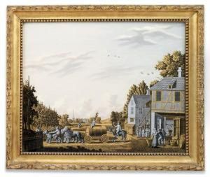 A Bacchanalian Procession Drawing A Beer Barrel OutsideAn Inn With A Group Of Fruit Pickers And Dancers