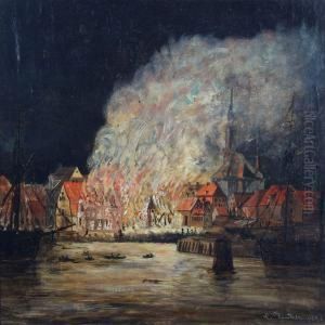 Mollebrand Paa Christianshavn by Christian Olavius Zeuthen