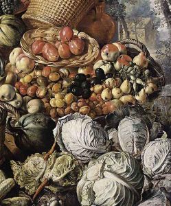 Market Woman with Fruit, Vegetables and Poultry (detail) 1564 by Joachim Beuckelaer