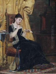 A Young Lady Reading A Letter by Carl Zewy