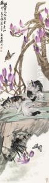Cat And Flowers - view 1