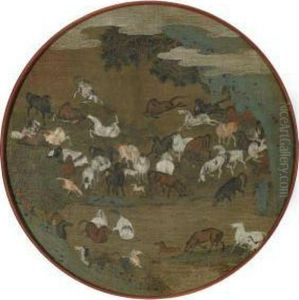 Horses Frolicking By A River