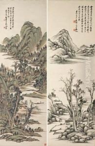 Pair Of Landscapes by Wu Zheng