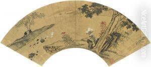 Geese And Flowers by Zhou Zhimian