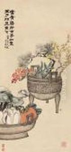 Peony And Pine Branch by Zhao Zhiqian
