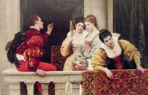 On the Balcony by Eugene de Blaas