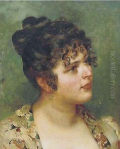 A coy look by Eugene de Blaas