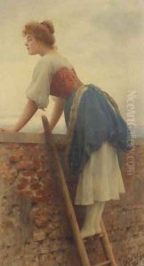Die neugierige Jungfer by Eugene de Blaas