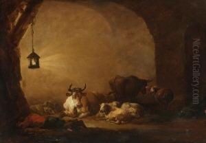 Schlafender Hirte Und
Vieh by Johann Zick
