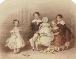 A Group Portrait Of Five Children by Henry Bryan Ziegler
