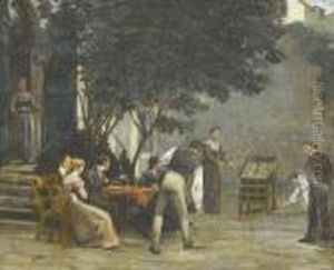 Vornehme Gesellschaft Beim Spiel Im Garten. by Ziegler, Christophe Francois De