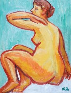 Akt Na Zielonym Tle by Kazimierz Zieleniewski