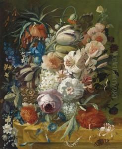 A Pair Of Still Lifes With Flowers