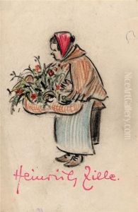 Frieher Ham'ma Die Kavaliere Uff'm Potsdamer Platz Blumen Jekooft by Heinrich Zille