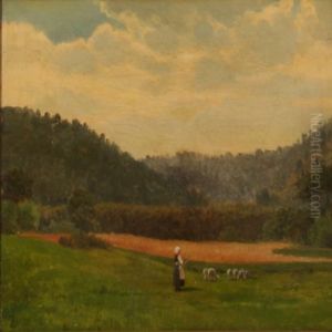 Landscape With A Girl And Her Cattle by Wilhelm Zillen