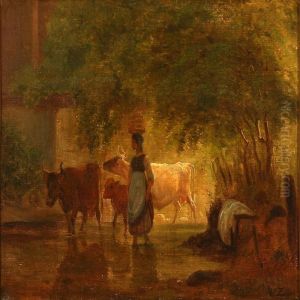 Country Girl Withcows by Wilhelm Zillen