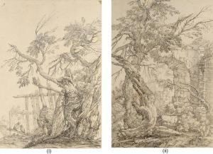 A Gnarled Tree With Owls Roosting By A Basket