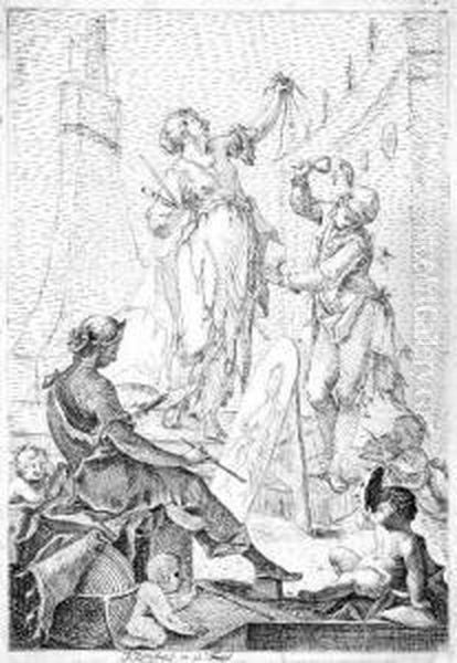 Allegorie Auf Die Drei Kunste Der Malerei, Architektur Und Bildhauerei. - view 1