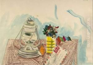 Stillleben Mit Sturmlampe Und Luftpostbrief by Johann H. Ehrenfried Zimmer
